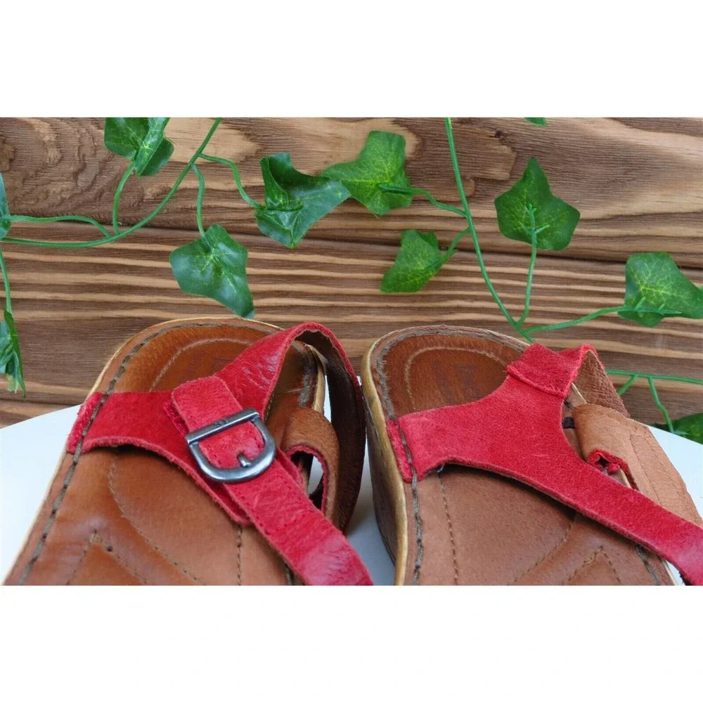 Josef Seibel Sz 40 M Red Ankle Strap Leather Women Sandals_3